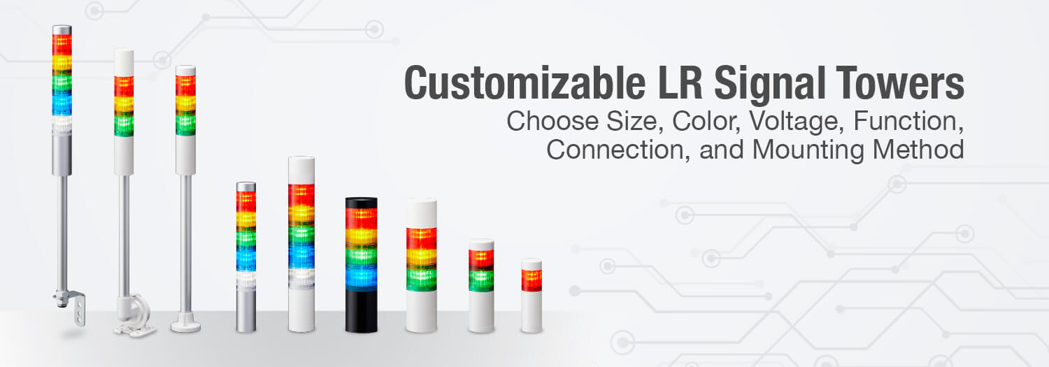 banner for signal tower light & stack light with different size, color, connection & mounting